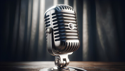 An image of a retro-style microphone, capturing the classic and timeless design of vintage audio...