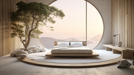 Master bedroom with white. beige and wooden walls