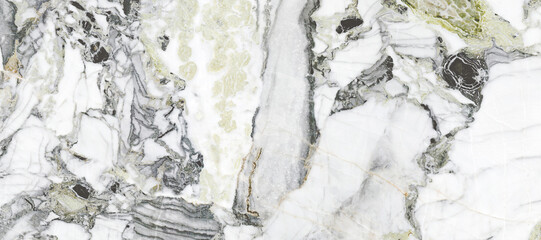 White marble background with golden spider veins on surface. High quality quartz stone marble for...