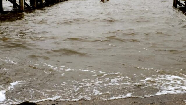 Waves hitting the harbor of Rantum, Sylt.