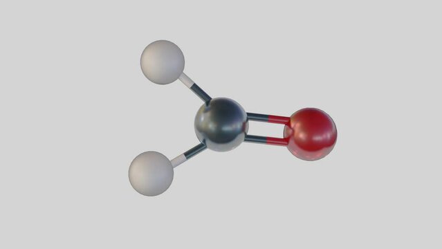3d animation of isolated the chemical formula of formaldehyde on the white background 
