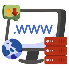 Flat design icon of web browser, www vector 

