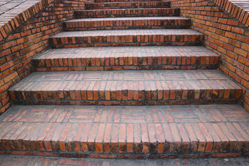  Brick staircase of an old brick bridge or building.  