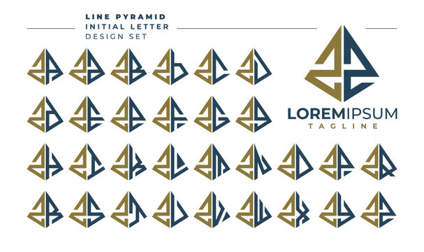 Set of geometric pyramid letter Z ZZ logo design