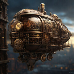 Steampunk dirigible aircraft 