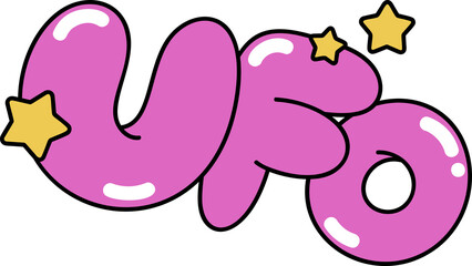Groovy UFO text illustration