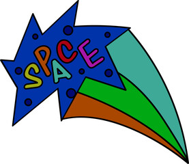 Groovy space text illustration