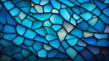 Blue Stained Glass Pattern - obrazy, fototapety, plakaty