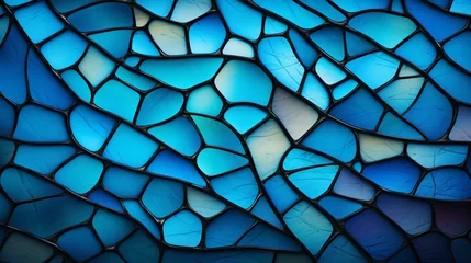 Poster de jardin Coloré Blue Stained Glass Pattern