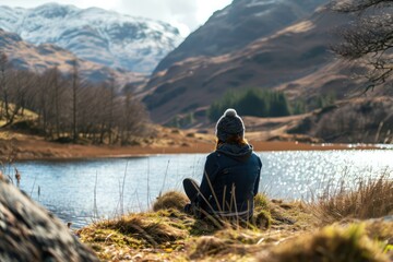 Person Enjoys The Tranquility Of The Scottish Highlands, Uk