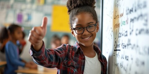 Student's Victorious Expression After Successfully Solving A Difficult Problem On A Whiteboard