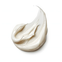White cosmetic cream Isolated on White Background. Swatche. Grooming Products. Drop of liquid stroke With clipping path. Full depth of field. Focus stacking. PNG.