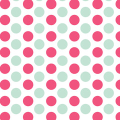 Pattern with a circle mint and pink color on white background, trendy vector illustration, seamless
