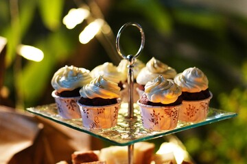 Mini cupcake on shelf in party.
