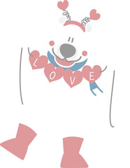 happy valentine's day with bear holding heart, love concept, flat png transparent element character design