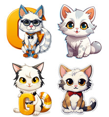 Obraz premium cartoon cats are sitting next to each other with one holding a letter g