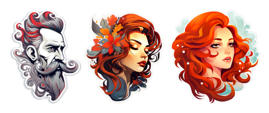 Human Portrait stickers vector art png