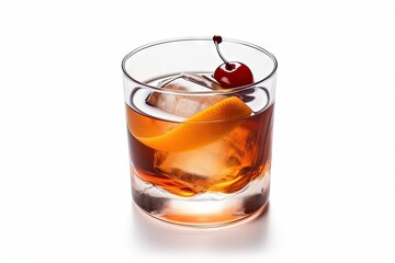 Manhattan cocktail isolated on white background