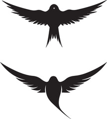 Swallow bird black silhouette on white background  
