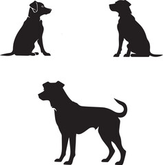 A set of dog black Silhouette isolated on a white background