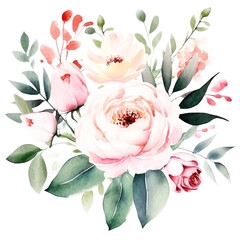 Watercolor art of a beautiful floral branch. Delicate petals, vibrant colors, generative AI