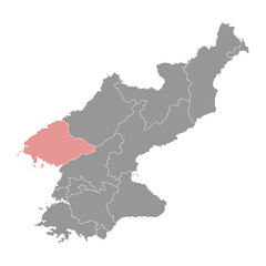 North Pyongan province map, administrative division of North Korea. Vector illustration.