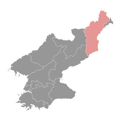 North Hamgyong province map, administrative division of North Korea. Vector illustration.