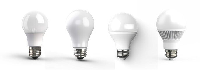 Collection of light bulb set energy saving on isolate transparency background, PNG