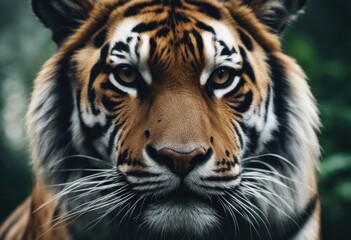 AI generated illustration of a majestic tiger standing in a deep and lush forest