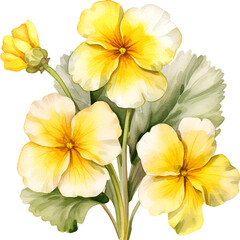 Primrose Flower Watercolor Clipart