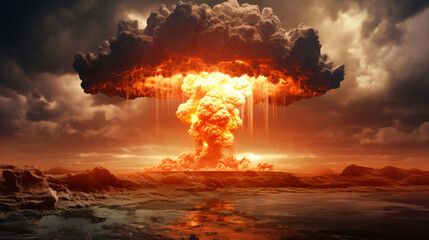 Nuclear Bomb Explosion Mushroom Cloud - obrazy, fototapety, plakaty