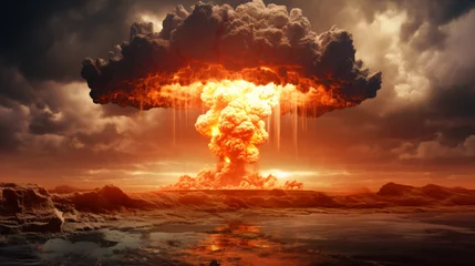 Fotobehang Nuclear Bomb Explosion Mushroom Cloud © Ghazanfar