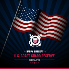 U.S. Coast Guard Reserve Birthday February 19 Background Vector Illustration - obrazy, fototapety, plakaty