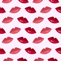 seamless pattern with red and dark pink lips