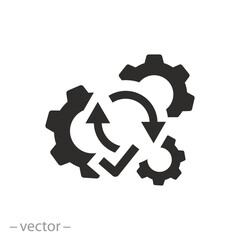 process automatic mode icon, automatism, switch self, flat symbol - editable stroke vector illustration
