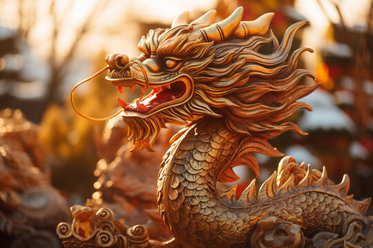 "Serenity Sentinel: Depict a dragon as the serene sentinel, standing guard over the peaceful unfolding of the new year."