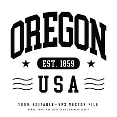 Oregon text effect vector. Editable college t-shirt design printable text effect vector