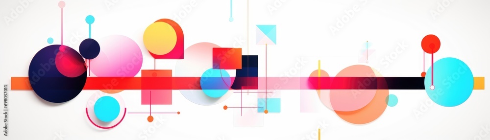 Poster banner of graphic design with simple geometric shapes. generative ai