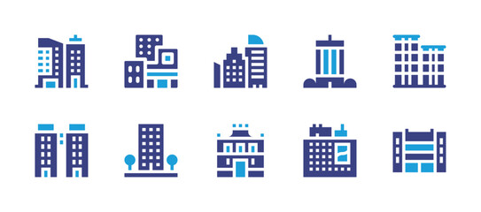 Building icon set. Duotone color. Vector illustration. Containing building, residential, buildings.