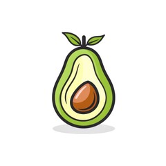 Simple graphic logo of avocado on white background.