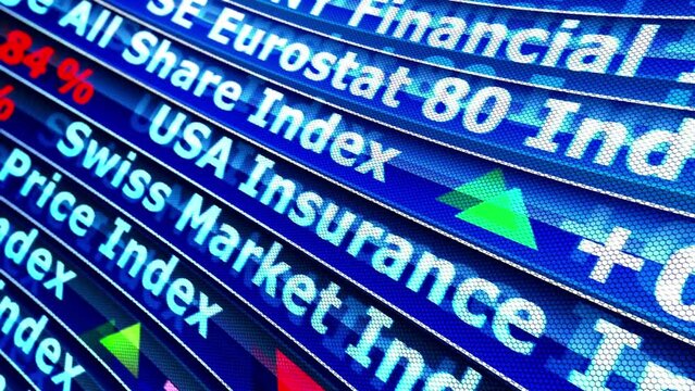 4K Ultra HD Video: Close-Up of Fictitious Global Exchange World Indexes - Stock Market Abstract