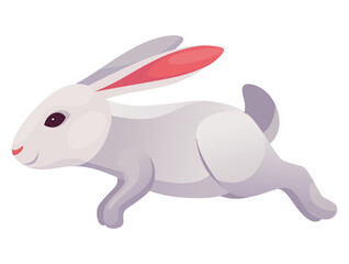 Rabbit animation icon. Bunny jump or running motion element for 2d game. Speed run hare animal, sprite sheet move. Vector illustration isolated on white background