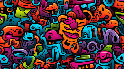 Colorful graffiti pattern doodle seamless