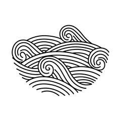 Oriental waves icon japan. Stylized ocean wave curl, japan style tsunami, sea swirl graphic. Oceanic water asian decorative ornamental splashes element. Sea wave line art vector illustration