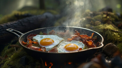 Morning in the Woods: Skillet Breakfast Adventure, Generative AI