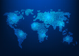 World map technology The world map is a technological cycle. People around the world who can access to technology Quick access to information allows technology to be further developed. © K illustrator Photo