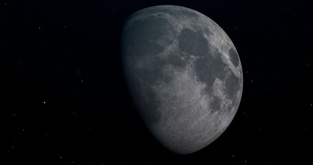 Moon on the black starry sky