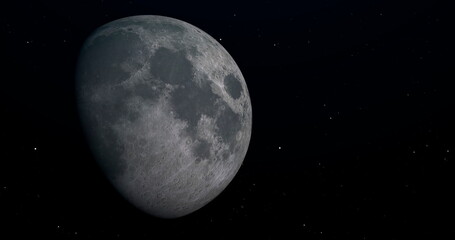 Moon on the black starry sky