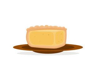 Illustration of a slice of pumpkin pie. A slice of pumpkin pie is served on a plate. dessert cake. Thanksgiving and autumn food. flat or cartoon illustration design. graphic elements. Vector