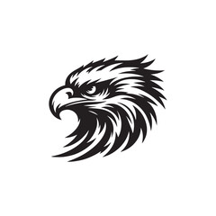 Eagle Face Silhouette Over Cliffs: Illustration Depicting the Raptor's Mastery of the Skies Amidst Rugged Terrain
